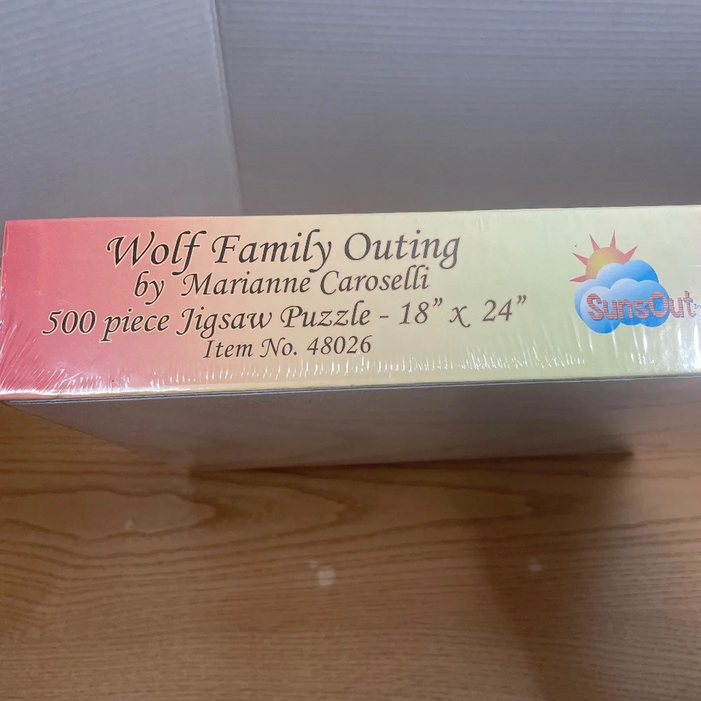 SunsOut Jigsaw Puzzle Wolf Family Outing Mom Pups Marianne Caroselli 500 Pc Gift